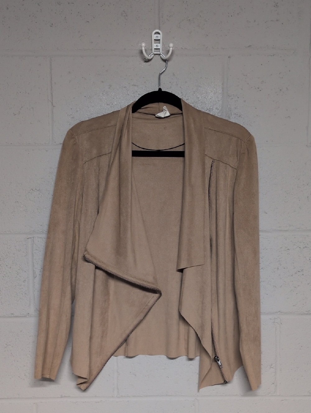 Mote Anthropologie Women's Tan Vegan Suede Moto Drape Jacket Boho Femme Med - Picture 2 of 8